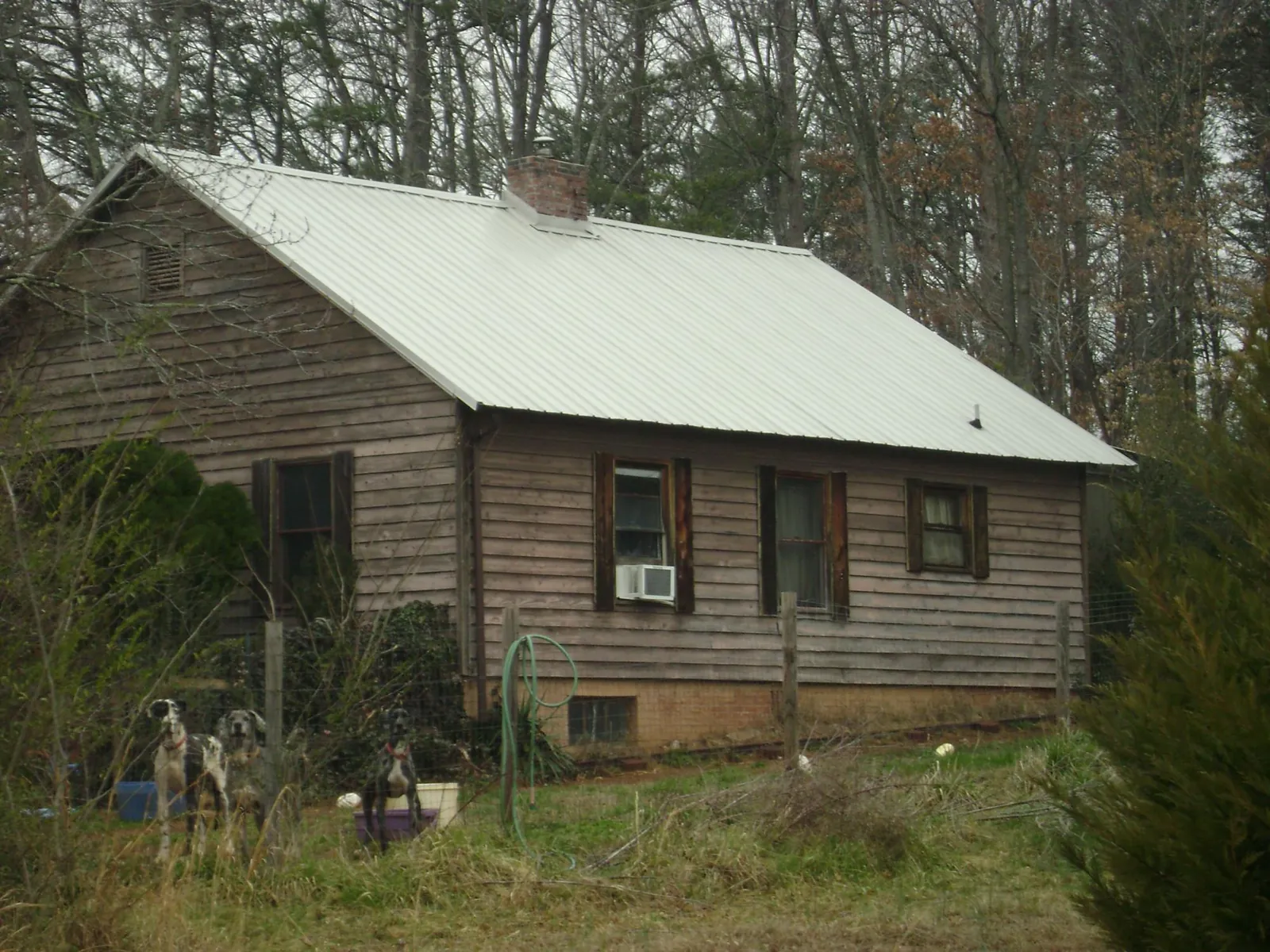 White metal roof on an old wood sided farmhouse, from a Asphalt Shingle Roof Repair job in West Granby